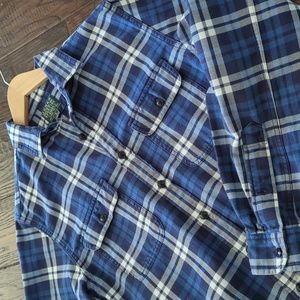 J. CREW I Cobalt, Navy & Off White Flannel Plaid Button Down Shirt Top, S